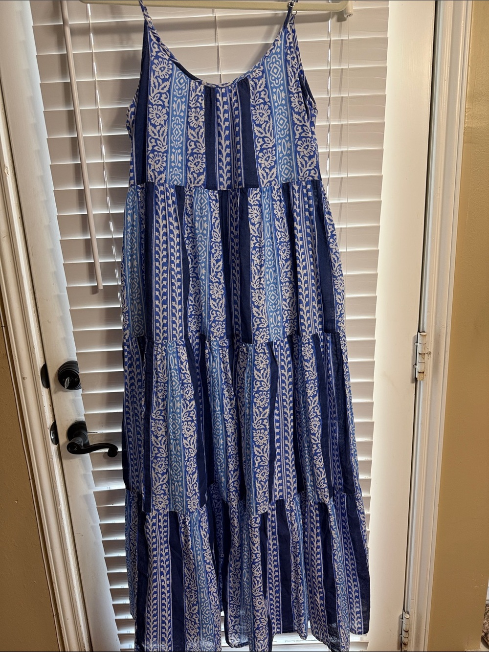 Roller Rabbit Blue & White Striped Floral Tiered Maxi Dress . XS